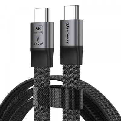 Cablu Date si Incarcare USB-C - USB-C Techsuit ElysiumSync Pro CX1, 240W, 1m, Gri