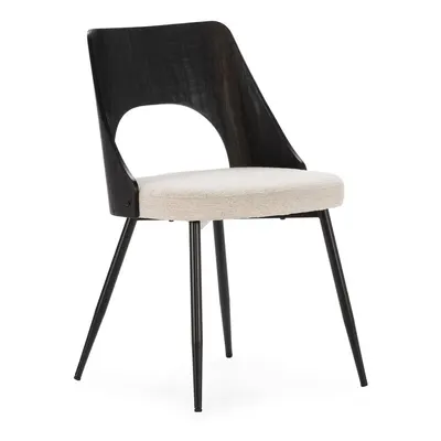 Scaune de dining negre/crem 2 buc. tapițate Gilda – MOME