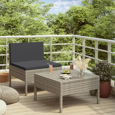 Gossi set mobilier de gradina cu perne, 2 piese, gri, poliratan