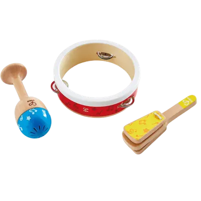 Set De Percutie Junior cu tamburina, maraca si clapeta, 12 luni+, Hape E0615