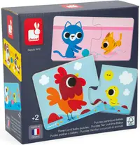 Puzzle pentru copii Janod - Parent and Baby Animals, 24 piese