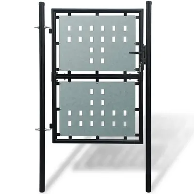 vidaXL Poartă de gard cu o singură ușă neagră 100x200 cm