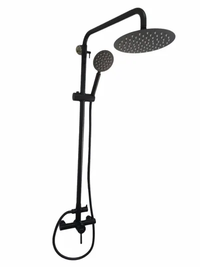 Coloana de dus MIXXUS SUS-003-J BLACK 20 cm baterie si para, monocomanda, furtun flexibil