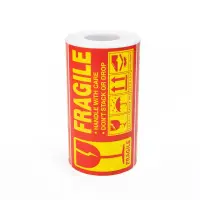 Rolă 300 stickere Fragile dreptunghiulare 12.7x7.6cm - model 3 (galben) - Default Title