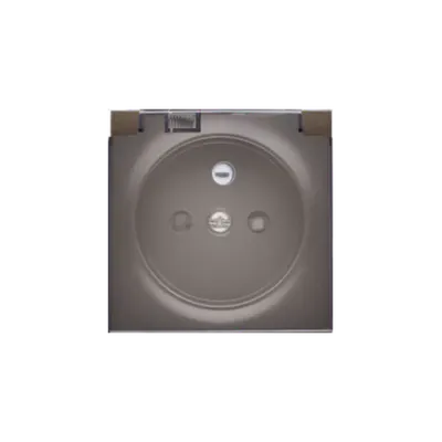 Carcasa pentru priza simpla- IP44 capac transparent, maron mat metalic