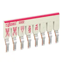 Staggered jumper; insulated; 8-way; Nominal current 25 A; suitable for 2002 and 2003 Series rail-mounted terminal blocks; light gray