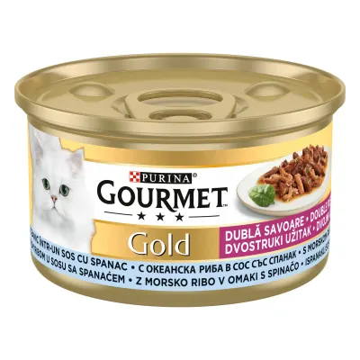 GOURMET GOLD Double Pleasure Peste Oceanic si Spanac, 85 g