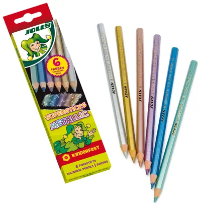Set de creioane colorate Jolly Kinderfest Metallic - 6 culori