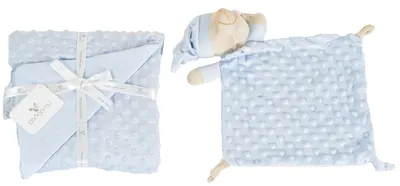 Pătură pentru bebeluși cu jucărie moale Cangaroo - Bennie, 75 х 100 cm, albastru