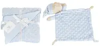 Pătură pentru bebeluși cu jucărie moale Cangaroo - Bennie, 75 х 100 cm, albastru