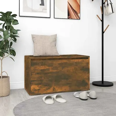 vidaXL Bancă de hol, stejar fumuriu, 80x40x45 cm, lemn prelucrat