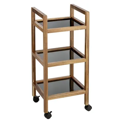 Etajeră de baie neagră/în culoare naturală din lemn de acacia 35x76,5 cm Fondi – Wenko