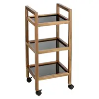 Etajeră de baie neagră/în culoare naturală din lemn de acacia 35x76,5 cm Fondi – Wenko