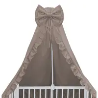 Baldachin, MimiNu, Pentru patut, Cu funda si volanas, 210x145 cm, Material certificat Oeko Tex Standard 100, Colectia Royal, Mocha