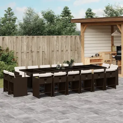 Gossi set mobilier de gradina cu perne, 17 piese, maro, poliratan
