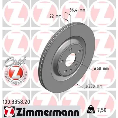 Disc frana ZIMMERMANN 100.3358.20