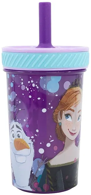 Cană cu un păi Stor Frozen - Violet, 370 ml