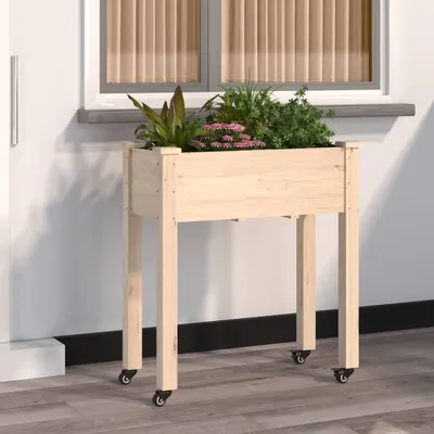 Gossi jardiniera cu roti si captuseala 71x37x80 cm lemn masiv de brad