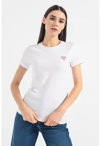 Tricou slim fit cu logo - Alb