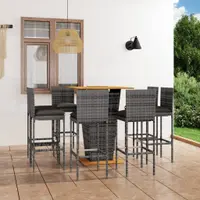 Gossi set mobilier bar de gradina cu perne, 9 piese, gri, poliratan