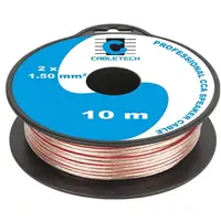 Cablu transparent pentru difuzor, material CCA, 2 x 1.5 mm2, rola 10m KAB0397