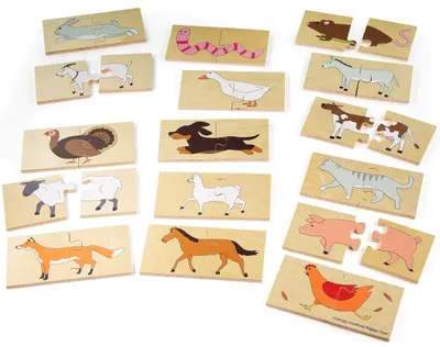 Puzzle din lemn Bigjigs - Viața la fermă, 32 piese