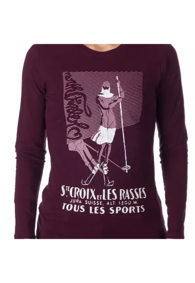 Tricou bumbac cu imprimeu femei Faye - Visiniu