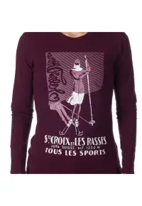 Tricou bumbac cu imprimeu femei Faye - Visiniu