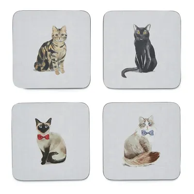 Set 4 suporturi de pahare Cooksmart ® Curious Cats, albastru