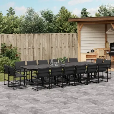 Gossi set mobilier de gradina, 17 piese, cu perne, negru, textilena