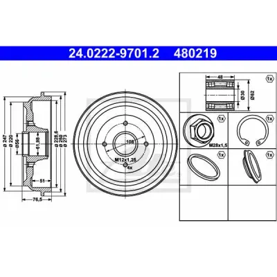 Tambur frana ATE 24.0222-9701.2