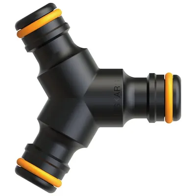 Conector triplu de cuplare pentru sistem de irigare Fiskars Comfort, negru