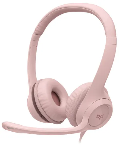Căști cu microfon Logitech - H390, roz