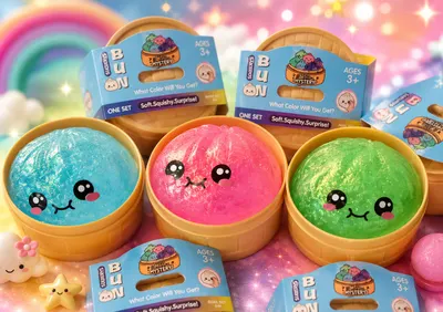 Dumpling Mini Jucarie Squishy Antistres cu Sclipici - găluște asiatice Lucky Bao (bao bun) cu sclipici si margelute Jucarii En-gross