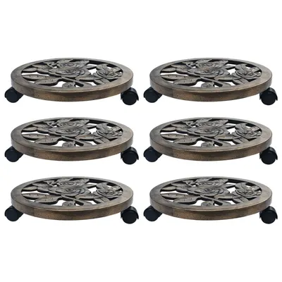 vidaXL Suporturi de plante cu role, 6 buc., bronz, 38 cm, plastic