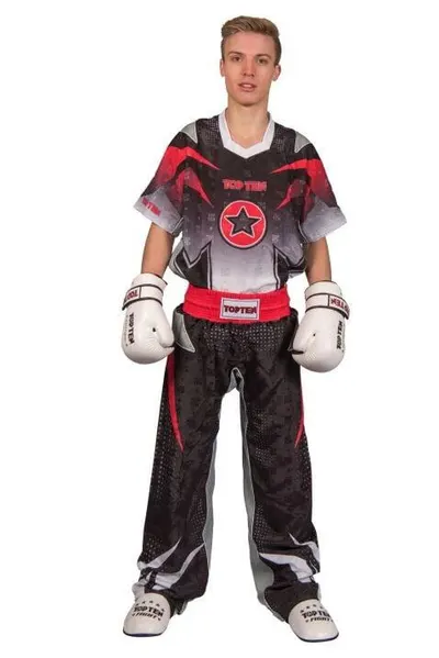 Uniformă Kickboxing „Future”, aprobat WAKO, Top Ten, negru-gri, 150CM