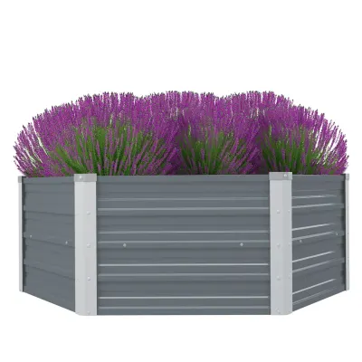 vidaXL Pat înalt cu straturi, 129x129x45 cm, oțel galvanizat, gri