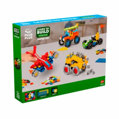 Set constructie Plus-Plus, 500 piese, Invata sa construiesti vehicule