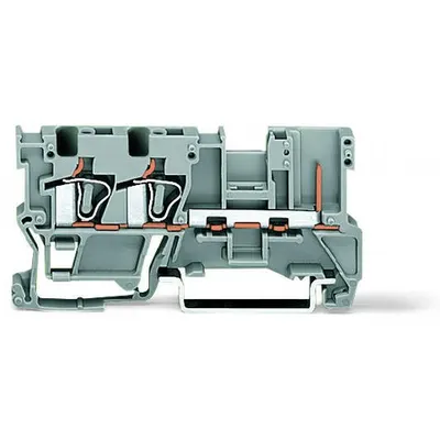 2-conductor/1-pin carrier terminal block; for DIN-rail 35 x 15 and 35 x 7.5; 4 mm²; CAGE CLAMP®; 4,00 mm²; gray