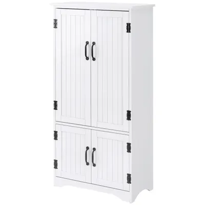 HOMCOM Bufet de bucătărie cămară de bucătărie contemporană multi-spații de depozitare 2 dulapuri 3 rafturi MDF panouri particule alb | Aosom Romania