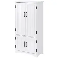 HOMCOM Bufet de bucătărie cămară de bucătărie contemporană multi-spații de depozitare 2 dulapuri 3 rafturi MDF panouri particule alb | Aosom Romania
