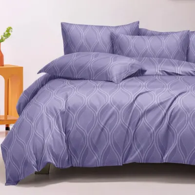 Lenjerie pat dublu, Finet model elegant, 6 piese, Violet