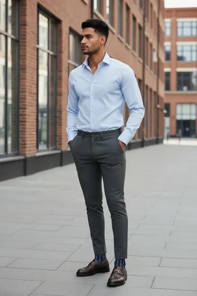 Pantaloni barbati eleganti maro S138 B14-2.1
