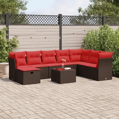Gossi set canapele de gradina cu perne, 9 piese, maro, poliratan