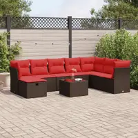 Gossi set canapele de gradina cu perne, 9 piese, maro, poliratan