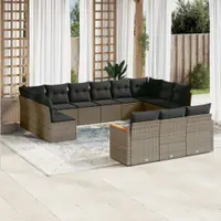 Gossi set mobilier de gradina cu perne, 13 piese, gri, poliratan