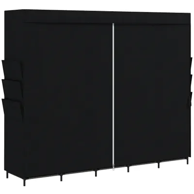 HOMCOM Dulap Textil Compact cu 5 Bare, 5 Rafturi, 6 Buzunare Laterale, Uși Anti-Praf cu Fermoar, Negru | Aosom Romania