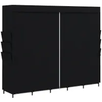 HOMCOM Dulap Textil Compact cu 5 Bare, 5 Rafturi, 6 Buzunare Laterale, Uși Anti-Praf cu Fermoar, Negru | Aosom Romania