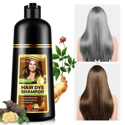 Sampon Colorant Maro Inchis, Acoperire Fire Albe si Regenerare 3 in 1, 5 Dark Coffee, 500 ml