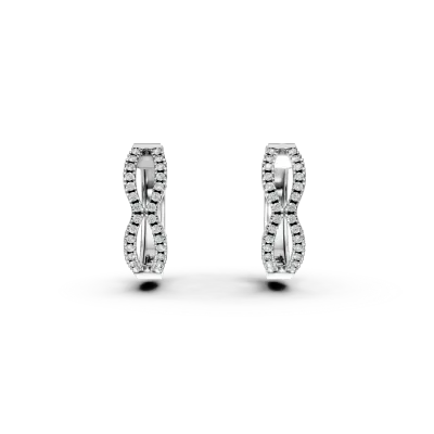 Cercei infinit din aur alb cu diamante de 0.15ct